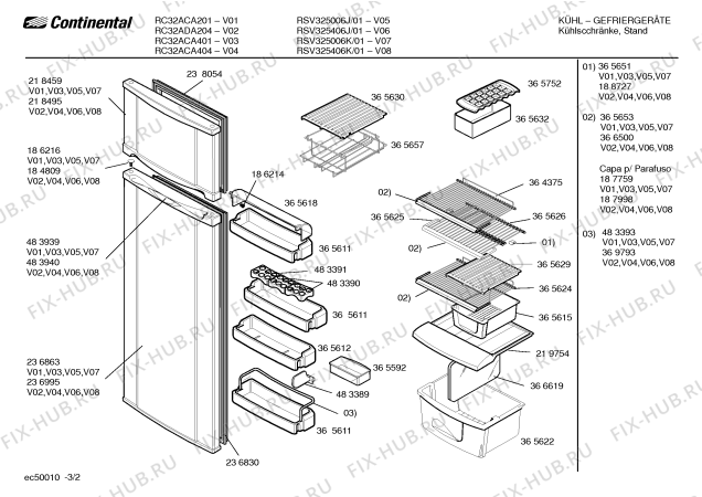 Взрыв-схема холодильника Continental RSV325006J RC32 - Схема узла 02