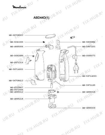 Взрыв-схема блендера (миксера) Moulinex ABD44D(1) - Схема узла 9P000832.5P2