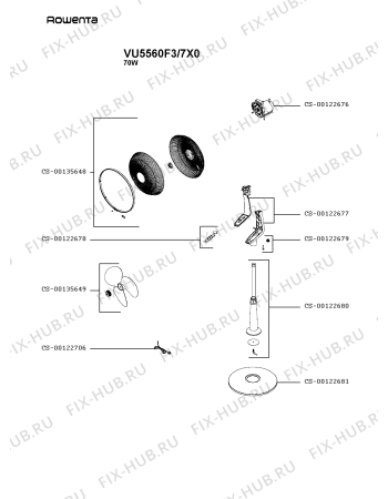 Схема №1 VU5570F1/7X0 с изображением Корпусная деталь для обогревателя (вентилятора) Rowenta CS-00122681