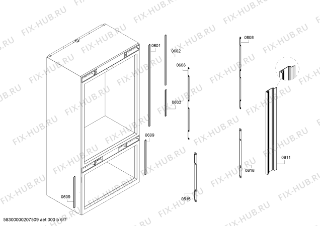 Схема №1 RB472304 Gaggenau с изображением Профилированная полоса для холодильника Bosch 00777275