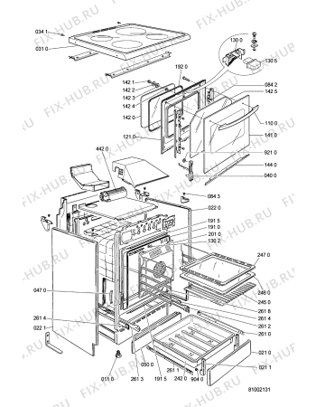 Схема №1 ACM 362 D/WH с изображением Клавиша для плиты (духовки) Whirlpool 481941129689