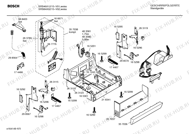 Взрыв-схема посудомоечной машины Bosch SRS46A12 Silence comfort - Схема узла 05