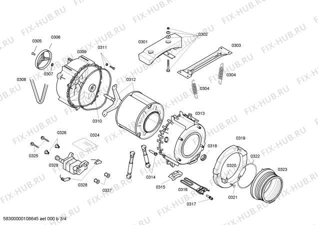 Схема №1 WM14A110EE A14.11 с изображением Мотор для стиральной машины Bosch 00144181