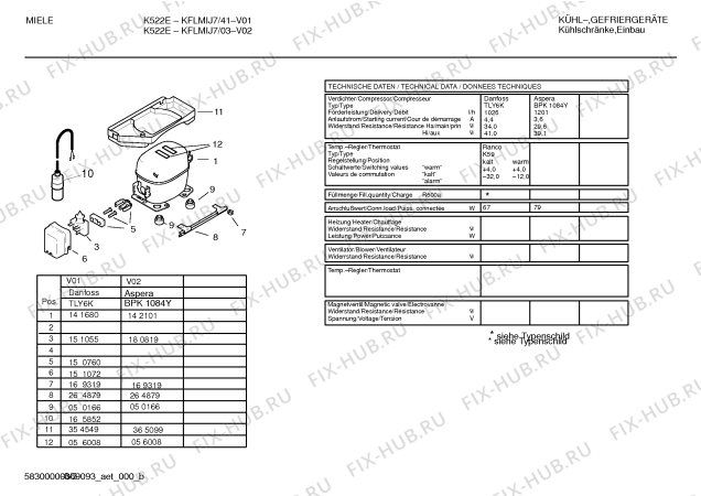 Взрыв-схема холодильника Miele KFLMIJ7 K522E - Схема узла 03