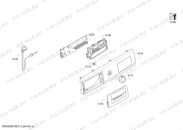 Схема №1 WAN28231 с изображением Панель управления для стиралки Bosch 11023480