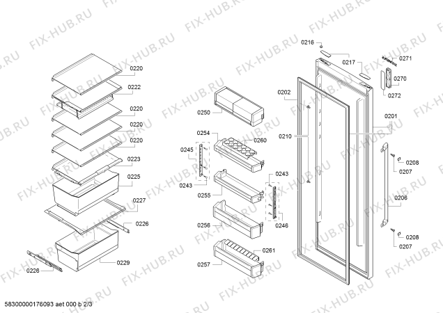 Схема №1 KS36VBI30 с изображением Дверь для холодильника Siemens 00712462