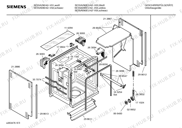 Взрыв-схема посудомоечной машины Siemens SE55A290EU - Схема узла 03