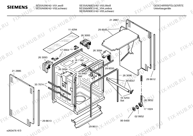 Взрыв-схема посудомоечной машины Siemens SE55A690EU - Схема узла 03