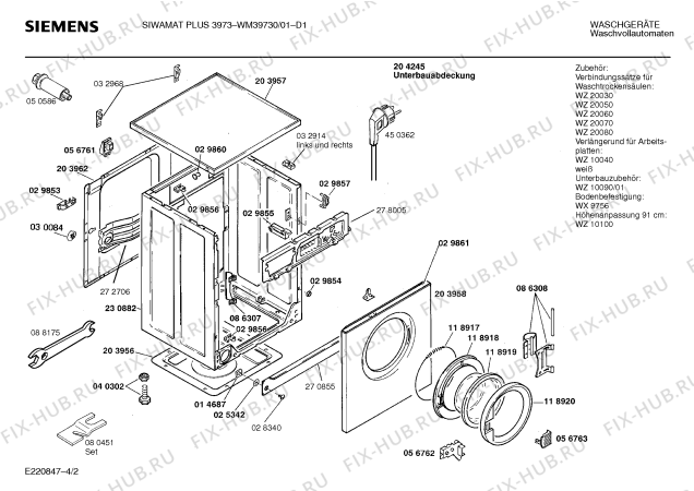 Схема №1 WM39730 SIWAMAT PLUS 3973 с изображением Инструкция по эксплуатации для стиралки Siemens 00516682