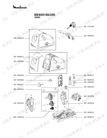 Взрыв-схема мясорубки Moulinex ME605156/350 - Схема узла 5P003766.1P2