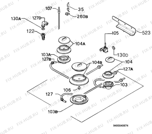 Взрыв-схема плиты (духовки) Electrolux EHM60335X - Схема узла Functional parts 267