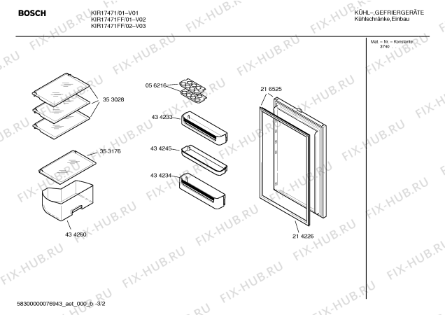 Схема №1 KIR70441 с изображением Инструкция по эксплуатации для холодильника Bosch 00586324