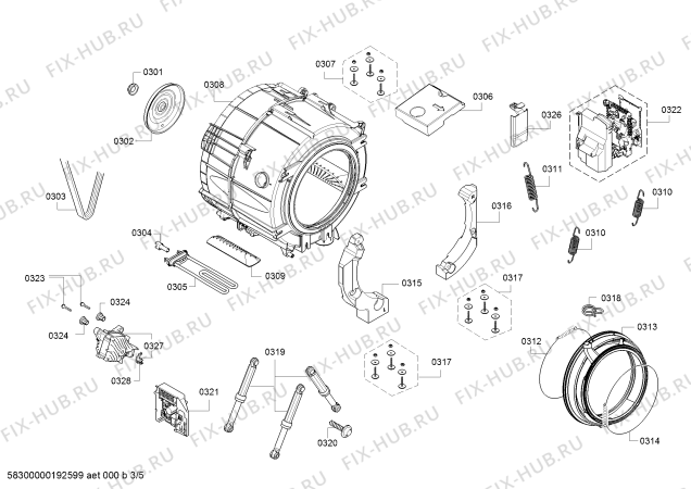 Схема №1 WAT24468IN с изображением Панель управления для стиральной машины Bosch 11011661