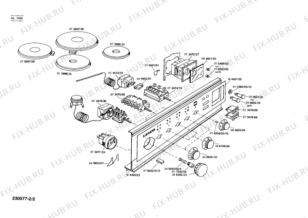 Взрыв-схема плиты (духовки) Siemens HL7430 - Схема узла 02