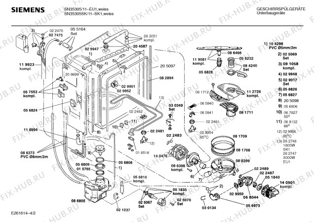 Взрыв-схема посудомоечной машины Siemens SN35305 - Схема узла 02