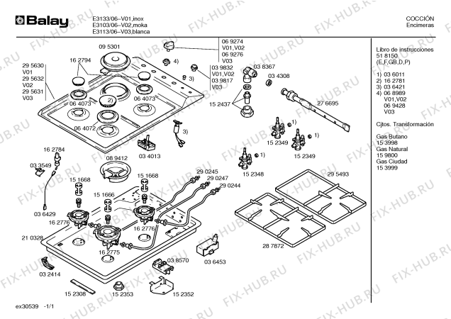 Схема №1 E3334 с изображением Газовый кран для духового шкафа Bosch 00152349