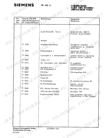 Схема №1 FM4898 с изображением Инструкция по эксплуатации для телевизора Siemens 00530444