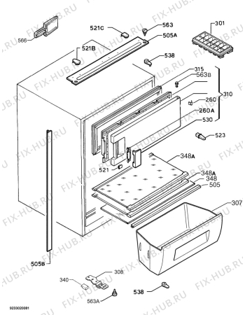 Взрыв-схема холодильника Juno Electrolux JRN44882 - Схема узла Housing 001