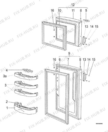 Взрыв-схема холодильника Electrolux ERD26098W - Схема узла Door 003