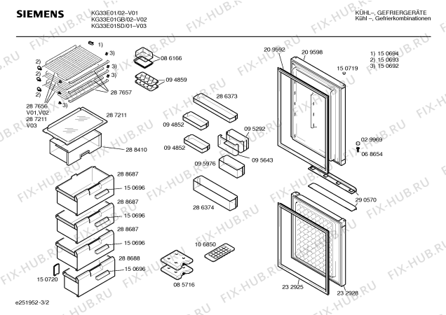 Взрыв-схема холодильника Siemens KG33E01SD - Схема узла 02