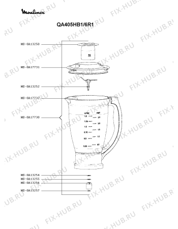 Схема №1 QB407H38/6R1 с изображением Крышка чаши для электрокомбайна Moulinex MS-0A17752