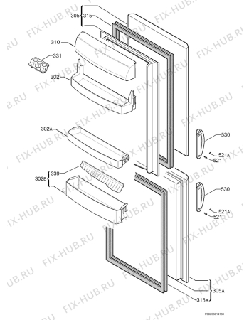 Взрыв-схема холодильника Faure FRC3317AW - Схема узла Door 003