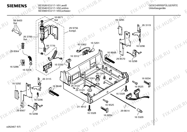 Взрыв-схема посудомоечной машины Siemens SE55461EU - Схема узла 05