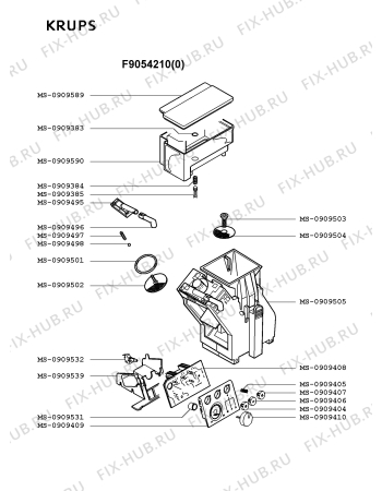 Взрыв-схема кофеварки (кофемашины) Krups F9054210(0) - Схема узла DP001876.9P2