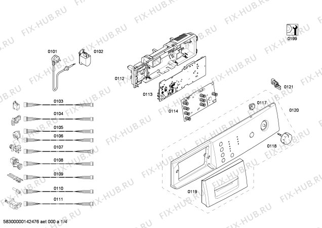 Схема №1 WAE2016FOE с изображением Панель управления для стиральной машины Bosch 00672896