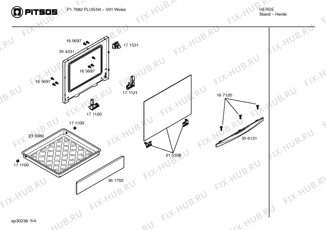 Схема №1 P17682PLUS с изображением Панель управления для плиты (духовки) Bosch 00356132