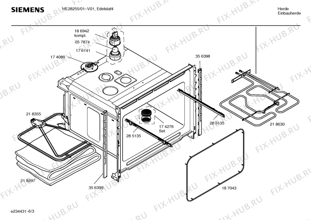 Схема №1 HE28255 с изображением Инструкция по эксплуатации для плиты (духовки) Siemens 00583697
