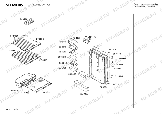 Взрыв-схема холодильника Siemens KU14N04 - Схема узла 02