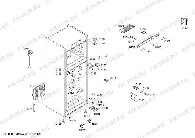 Схема №1 KD49NA73SA с изображением Дверь морозильной камеры для холодильной камеры Siemens 00683507