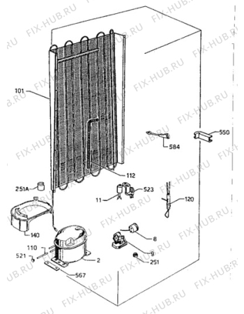Взрыв-схема холодильника Aeg 2730-1I - Схема узла Cooling system 017