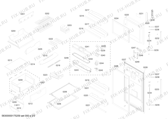 Взрыв-схема холодильника Bosch KDN42PI111 REF BOSCH ECO-TT425 IX 220V/60HZ - Схема узла 02