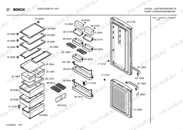 Взрыв-схема холодильника Bosch KGS3720IE - Схема узла 02