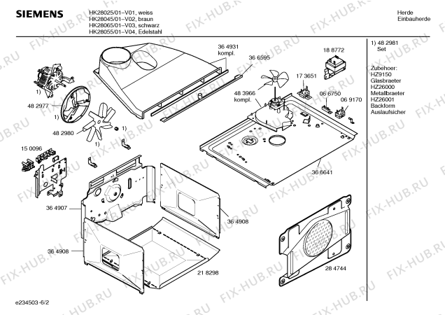Схема №1 HK28065 с изображением Инструкция по эксплуатации для плиты (духовки) Siemens 00584021