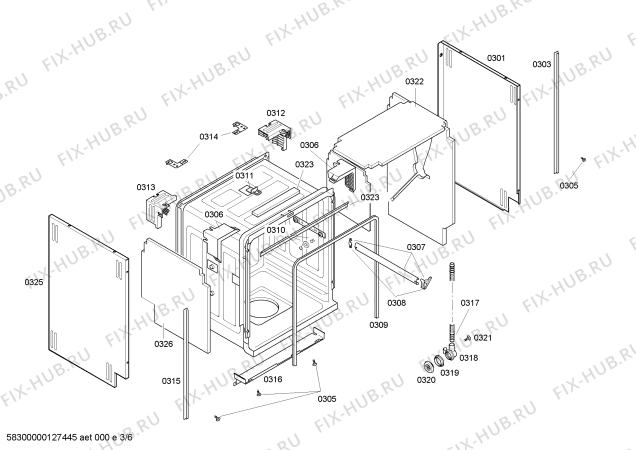 Взрыв-схема посудомоечной машины Bosch SHX56B06UC Bosch - Схема узла 03