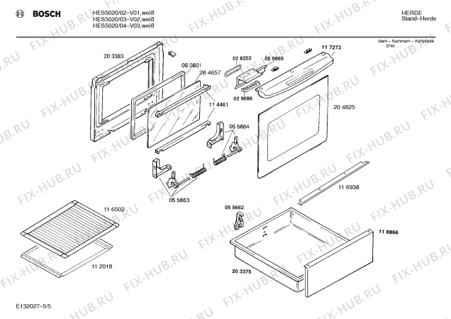 Схема №1 HES5020 с изображением Панель для духового шкафа Bosch 00286804