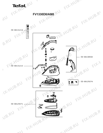 Схема №1 FV1330D0/AM0 с изображением Рукоятка для утюга (парогенератора) Tefal CS-00131213