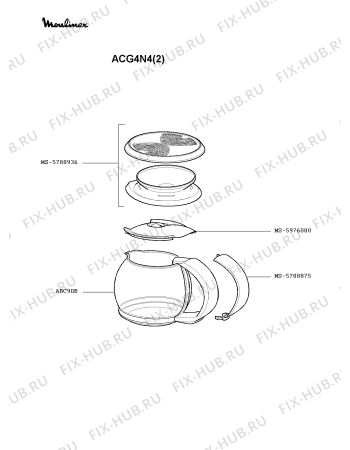 Взрыв-схема кофеварки (кофемашины) Moulinex ACG4N4(2) - Схема узла Q0000100.3Q2