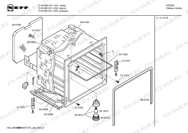 Схема №1 E1910W1 с изображением Ручка управления духовкой для плиты (духовки) Bosch 00173654