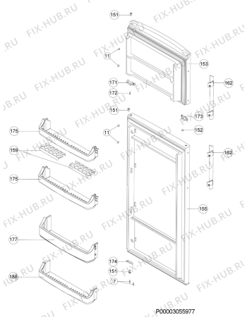 Взрыв-схема холодильника Electrolux EJF3640AOW - Схема узла Door 003