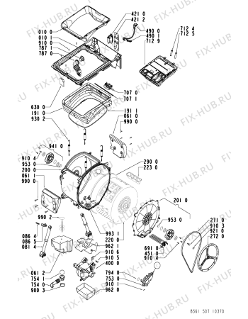 Взрыв-схема стиральной машины Whirlpool AWT 5077/3 - Схема узла