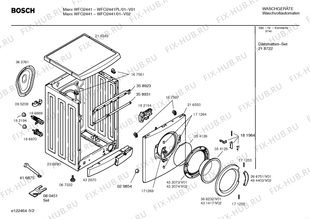 Схема №1 WFO2441PL Maxx WFO 2441 с изображением Таблица программ для стиралки Bosch 00586806
