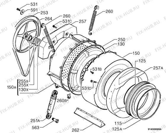 Взрыв-схема стиральной машины Zanussi WIJ1075 - Схема узла Functional parts 267