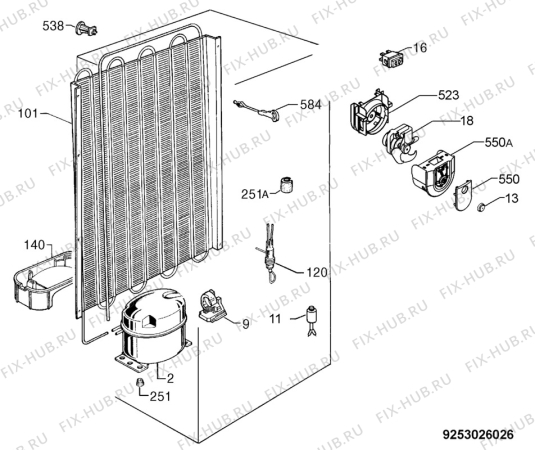 Взрыв-схема холодильника Arthurmartinelux ARA28304W8 - Схема узла Cooling system 017