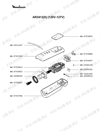 Взрыв-схема блендера (миксера) Moulinex AR3412(0) - Схема узла Q0000057.0Q2