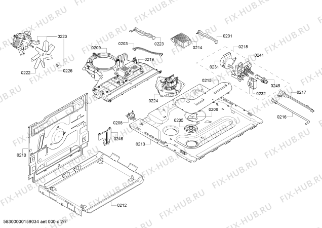 Взрыв-схема плиты (духовки) Bosch HCE853921F - Схема узла 02