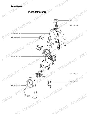 Схема №1 DJ750G60/350 с изображением Корпусная деталь для электромясорубки Moulinex SS-192951